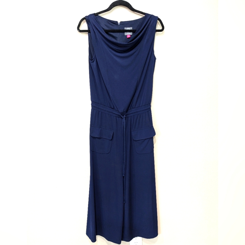 Vince Camuto Navy Wide leg Cowl Neck Jumpsuit Size Small